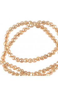 Faceted glass beads 2mm round Creamrose peach-pearl shine coating